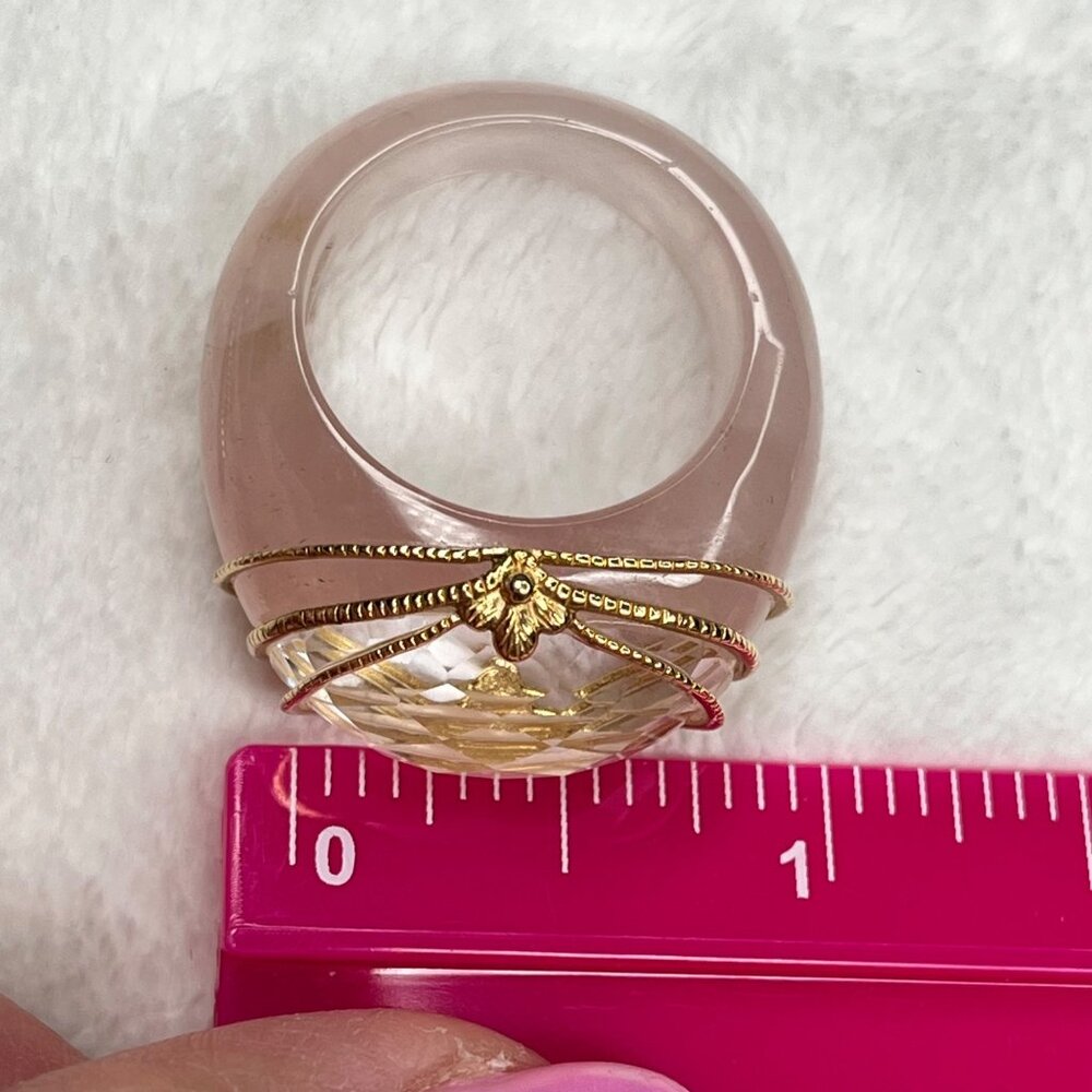 Elizabeth Adams Collectio Rose Quartz & Gold-Tone Statement size 10 14Kt Gold - Picture 4 of 10